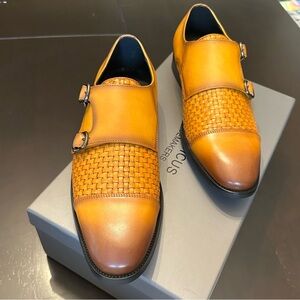 Frasoicus Men’s Double Monk Strap Woven Dress Shoes – Size 7.5